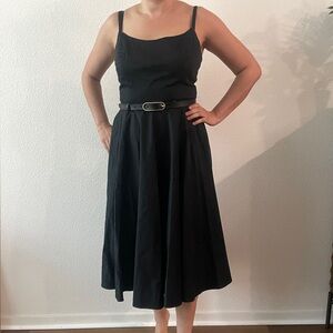 White House Black Market black spaghetti strap lined cotton A-line dress 8